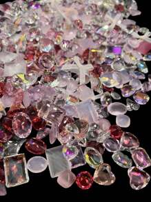 Accessori per unghie, forniture per unghie, charms per unghie stile Y2K, rosa e colorati, decorazione unghie a tema sirena, strass trasparenti, trapano per unghie trasparente per fai da te, 30/50/100 pezzi di punte di unghie con diamanti multicolore in confezione mista
