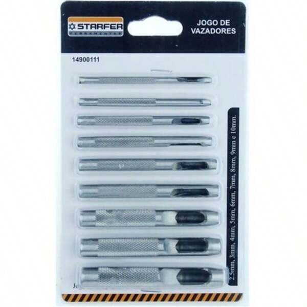 Kit 9 Peças Vazador Furador Couro 2,5 A 10mm Multiuso Boa Durabilidade Starfer