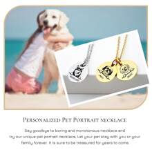 1 pieza Joyería personalizada para mascotas como regalo para la madre de la mascota - retrato personalizado de la mascota - collar con retrato del perro - retrato grabado a partir de una foto - joyería conmemorativa de mascotas