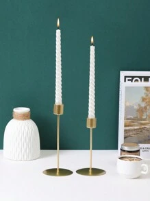 2pcs Iron Candle Holder, Modern Metal Candlestick Holder For Taper Candle,  Home Decor Wedding Dinning Party Anniversary - Gold - View 6