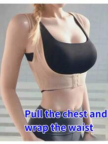 1pc Posture Correcting Shapewear With Front Cross Adjustable Body Shaper, Back Straightening Upper Garment, Women's Underwear, Chest Shaping Workout Clothes, Sitting Posture Corrector, Back Support Assistance Tops Gym Gym Accessories