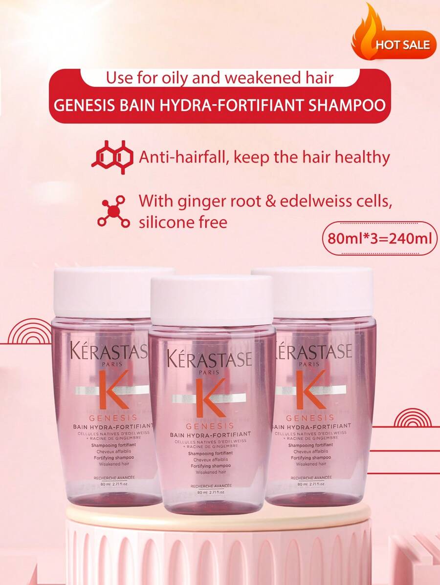 Kérastase GENESIS BAIN HYDRAFORTIFIANT SHAMPOO 80ml*3/240ml Delicate Fortifying Shampoo For