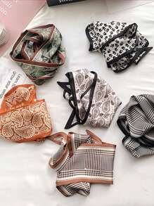 5 قطع/مجموعة وشاح حريري بولي بيستر بطبعة البيزلي للنساء، وأوشحة الرقبة والشعر، مناسبة كإكسسوارات شعر يومية، لتغليف الحقائب والهدايا، وتزيين العمائم والشراشف الرياضية، للمدرسة والجامعة، وأشرطة الرأس