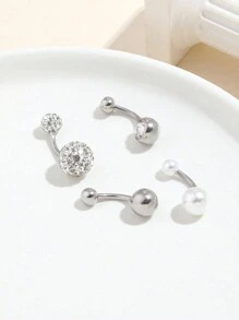 4入組簡約時尚母石肚臍環套裝，女士體穿首飾，派對珠寶 - 4件 - 查看 3