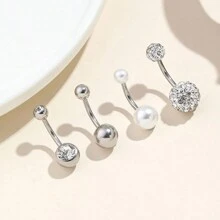 4入組簡約時尚母石肚臍環套裝，女士體穿首飾，派對珠寶 - 4件 - 查看 9