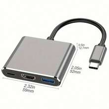 Bộ chuyển đổi đa cổng USB C sang HDTV, Hub Type-C Thunderbolt 3 sang HDTV 4K Đầu ra Cổng USB 3.0 và Cổng sạc USB-C, Bộ chuyển đổi AV kỹ thuật số Tương thích với Apple Laptop Pro/Air, Tương thích với Galaxy S8/S9, Dành cho Bộ chia USB sạc PD cho Laptop! Cáp chuyển đổi ba trong một Type C cho Apple Laptop USB C sang USB có Hub mở rộng nguồn điện PD 4K - Xám - Xem 5