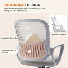 Sweetcrispy Ergonomic Ghế Văn Phòng Tại Nhà Bàn Ghế Lưới Có Tay Vịn Cố Định Ghế Máy Tính Điều Hành Với Đệm Xốp Mềm - Xám - Xem 7
