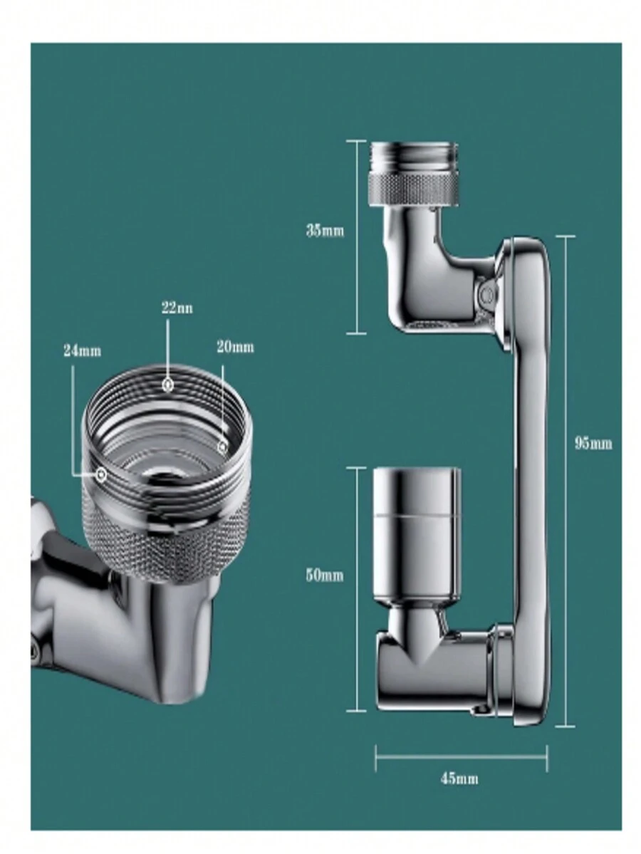 Torneira 1080 graus aerador splash-proof giratória de poupança de água torneira de plástico cabeça spray lavatório extensor adaptador - Multicolorido - Visão 1