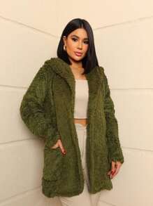 Women Winter Coats - Army Green - View 1