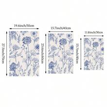 1/3 件蓝色植物印花帆布画简约中国风墙壁艺术复古美学现代客厅卧室办公室酒店餐厅装饰无框 - 彩色 - 查看 7