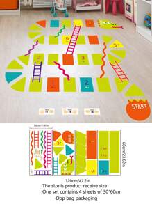 有趣的跳房子地板貼紙-可移式網格設計創意遊戲貼紙,用於房間裝飾