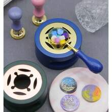 1set Wax Seal Warmer Kit, Wooden Wax Seal Furnace With Melting Spoon Seal Wax Melting Furnace Tool For Melting Wax Seal Beads Or Sealing Wax Sticks Back To School,Back To School,School Supplies