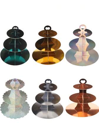 3 层纸质蛋糕架，生日派对甜点桌装饰，金箔，圣诞节