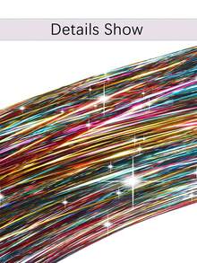 Hair Tinsel Strands Long Staight Hair Extensions Party Highlight Hair Pieces Sparkling Shiny Hair Extensions 1pc/Pack - Ombre - View 5