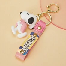 قلادة مفتاح ثلاثية الأبعاد إبداعية من مجموعة Snoopy للسفر الصيفي من Miniso، قلادة مفاتيح كاواييي للحقيبة اليدوية والمحفظة وحقيبة المدرسة والحقيبة الظهرية وتزيين مفاتيح السيارة (وردي) - وردي - مشاهدة 2