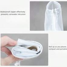 1 Pair Waterproof Shoe Covers, Anti-Slip PVC Galoshes Protective Covers, Suitable For Bicycle, Camping, Travel (Please Order 1 Size Up For Sneakers, 2 Sizes Up For Boots, Random Letter On Sole) - White - View 6