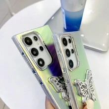 適用於三星Galaxy S23 Plus S23 Ultra / S24 S24 Plus S24 Ultra手機殼，附支架，豪華優雅多棱色條紋圖案彩色手機保護套 - A - 查看 9