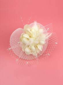 1pc Women Girls Fascinators Hat Tea Party Hair Clip Headband Vintage Headpiece Mesh Veil Retro Fashion Headwear, Hair Accessories, Gifts, Wedding - Multicolor - View 11