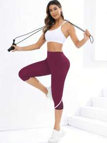 بنطلون يوغا طويل حريمي عالي الخصر بطبقة شبكية، بطانة بطول الركبة , لتحكم في الكرش عند ممارسة التمارين