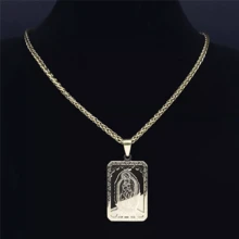 Medalla Collar Virgen De Guadalupe Color Oro Dorada Cadena Dije Acero Inoxidable Premium Colgante Religioso Católico Virgen Maria Nuestra Señora Virgencita De Regalo Hombre Mujer - Dorado - Ver 3