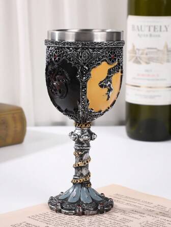 7oz Stainless Steel Blue Dragon Chalice, Dungeon & Dragon Inspired Novelty Goblet, Ideal Gothic Style Father's Day Gift, Party Favor Back To School