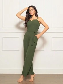 Women Jumpsuits - 軍綠色 - 查看 3