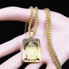 Medalla Collar Virgen De Guadalupe Color Oro Dorada Cadena Dije Acero Inoxidable Premium Colgante Religioso Católico Virgen Maria Nuestra Señora Virgencita De Regalo Hombre Mujer - Dorado - Ver 4