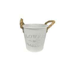 1 Metal Cachepot Vases With Rope Handle Flowers & Garden White Decorative Vase For Bouquets And Pendants - White - View 1