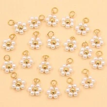 10入組不鏽鋼珠寶製作配件，混合7x9mm尺寸，包含醋酸花球、水晶珠飾花吊墜，時尚節日禮物 - 花朵 - 查看 7