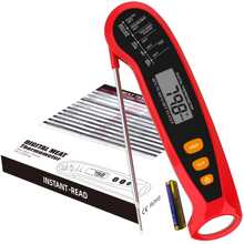 1 Stück faltbarer Handgriff BBQ Temperaturmesser, schnell und genau mit 3-5s Reaktionszeit, hergestellt aus ABS-Material und Edelstahlsonde, gesteuert durch einfachen Berührungsschalter, betrieben mit 7 Batterien, kompakt und tragbar mit faltbarer Sonde für Lagerung und einfachen Transport, Küche, Küchenartikel, Lebensmittel, Kochen, Camping, Urlaub, Strand, Raumdekoration, Organizer, Party, Reise.