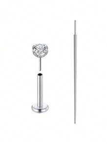 CIZME 2 件 16G/18G/20G 无螺纹按压式鼻钉不锈钢唇钉穿孔珠宝适用于耳屏梦露唇轮软骨耳环耳钉适用于男女， - 銀色 - 查看 31