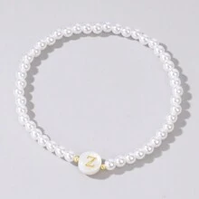 波希米亞風手工編織字母珠寶，假珍珠彈性鏈女士時尚飾品，夏季流行款 - ZZ-B23120921-F - 查看 16