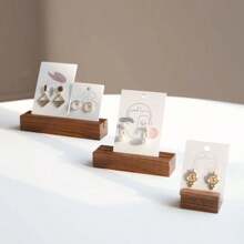 Earring Cards Display Wooden Base Desktop Earrings Ring Necklace Storage Organizer Holders Retail Exhibitor Shop Display Stand