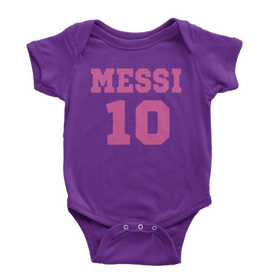 World Soccer Futbol Messiami Infant One-Piece Romper Bodysuit And Toddler T-Shirt - Màu tím - Xem 1