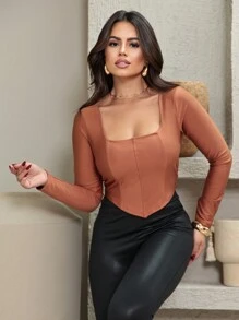 Women Tops - 巧克力棕 - 查看 1