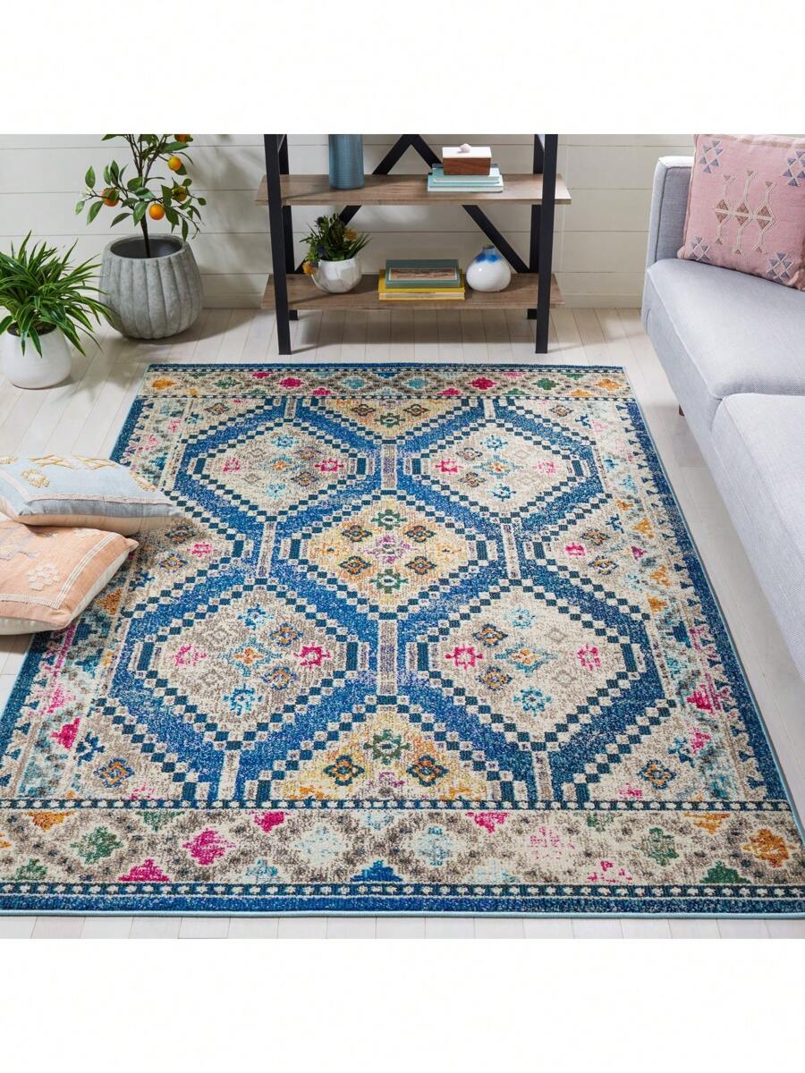 Safavieh  481 Indoor Power Loomed Easy Care Area Rug - Blue - View 1