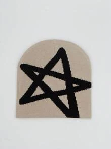 Pentagram Jacquard Knit Hat, Unisex Winter Warm Knitted Hat, SunnyFine Fiber Material, Knitted Hat For Casual And Cold Weather
