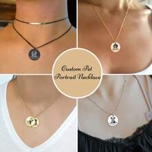 1 pieza Joyería personalizada para mascotas como regalo para la madre de la mascota - retrato personalizado de la mascota - collar con retrato del perro - retrato grabado a partir de una foto - joyería conmemorativa de mascotas