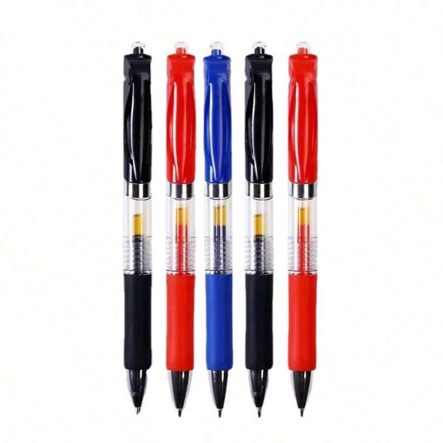 K35可縮回圓珠筆碳素簽名筆，具有子彈頭，隨機顏色，3入組 - 彩色 - 查看 1