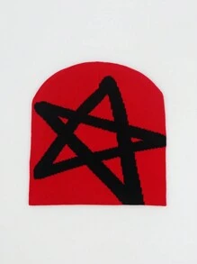 Pentagram Jacquard Knit Hat, Unisex Winter Warm Knitted Hat, SunnyFine Fiber Material, Knitted Hat For Casual And Cold Weather