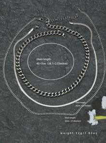 3入組男士NK蛇紋鏈套裝，歐美嘻哈風不鏽鋼珠寶套裝，嘻哈鍊條，男女嘻哈不鏽鋼粗鍊頸鍊，男性嘻哈配件，中性頸鍊套裝