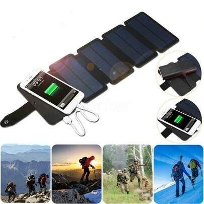 Portable Solar Panel, Foldable Solar Charger Portable Solar Power Bank Mobile Phone Charger Panel Waterproof Camping