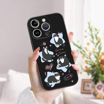 1 pieza Funda de teléfono con diseño creativo de gato: Cubierta protectora de TPU líquido a prueba de golpes compatible con Apple iPhone/Samsung/Redmi Note/VIVO/OPPO