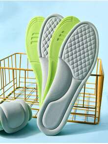 1pair Shock-Absorbing, Breathable, Sweat-Wicking, Durable Insole For Sports Shoes, Anti-Foot Pain Shoe Pad(Random Color) - Green Gray - View 8