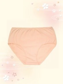 5 peças/pacote Calcinha Confortável e Respirável de Cintura Média em Cor Sólida, Plus Size