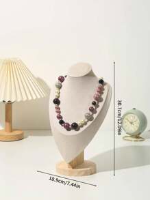 木制人体模型珠宝展示架，台面项链展示柜，珠宝道具，配饰展示架，项链挂钩，返校 - 米色 - 查看 2