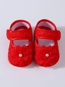 1 双婴儿公主软底学步袜 + 1 件婴儿头带发饰，礼品套装 - 紅色 - 查看 3