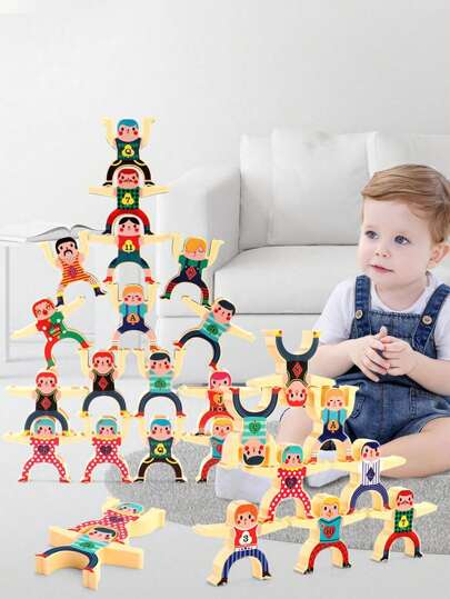 8块大力神平衡积木专业拼搭罗汉拼图，塑料玩具贴纸大力神桌面游戏