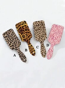 1 Pente Escova para Couro Cabeludo Massageador de Tamanho Grande com Estampa de Leopardo, Almofada de Ar Suave para Cabelos Cacheados, Dia dos Namorados