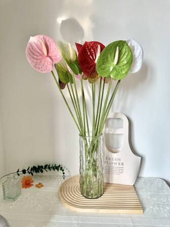 1/2/4/6 件仿真红掌百合花，适用于婚礼、办公室派对、酒店、家居餐桌装饰、情人节、生日毕业典礼、家居装饰、返校装饰、学校用品